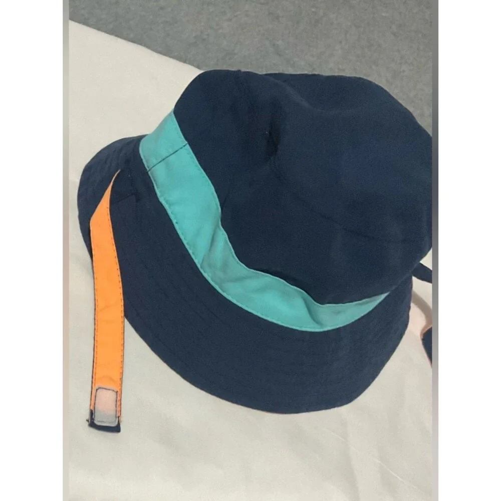 Carter's Baby Boy 12-24M Reversible Bucket Sun Hat Navy Blue Orange Strap